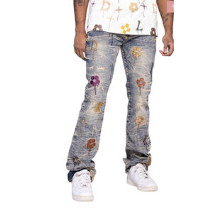 NWT Boys FWRD Stitch Cypher Slim Fit Jeans, Blue with Multicolor Embroidery 14